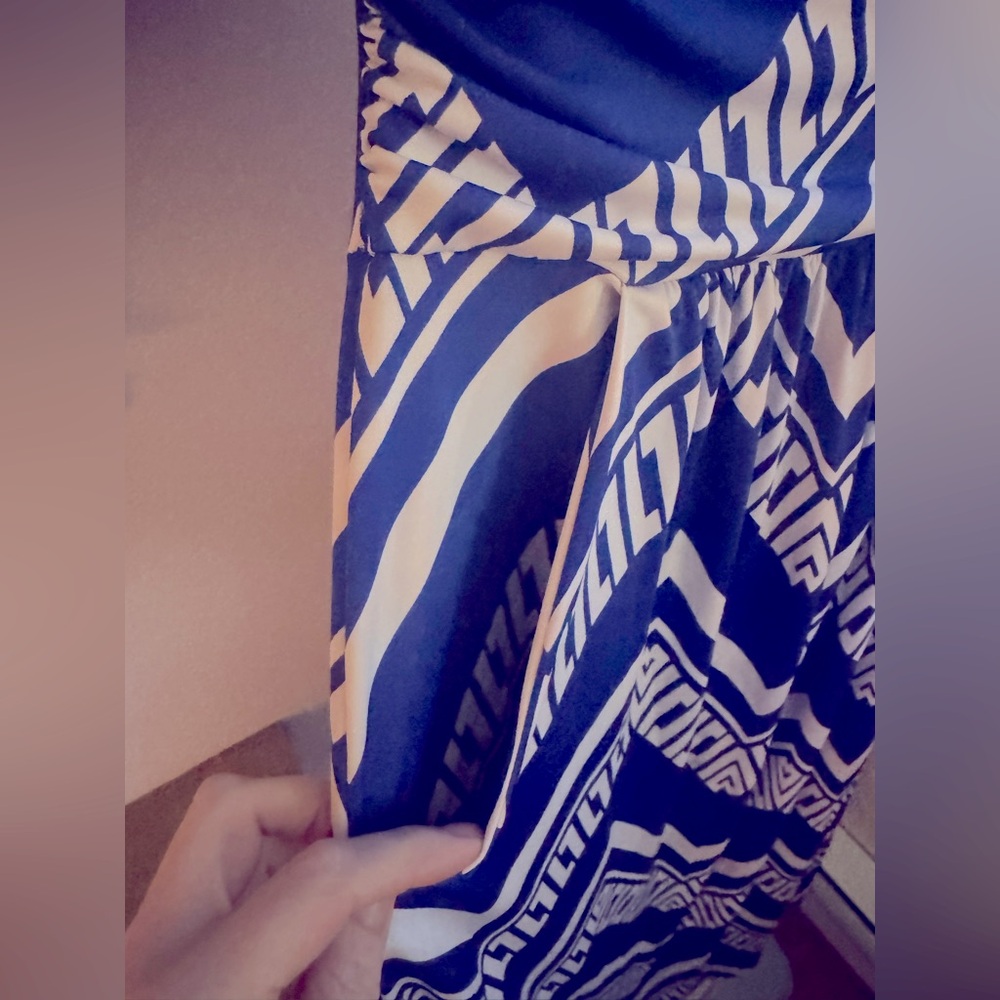 Blue and White Chevron Maxi Dress - Picture 6 of 6
